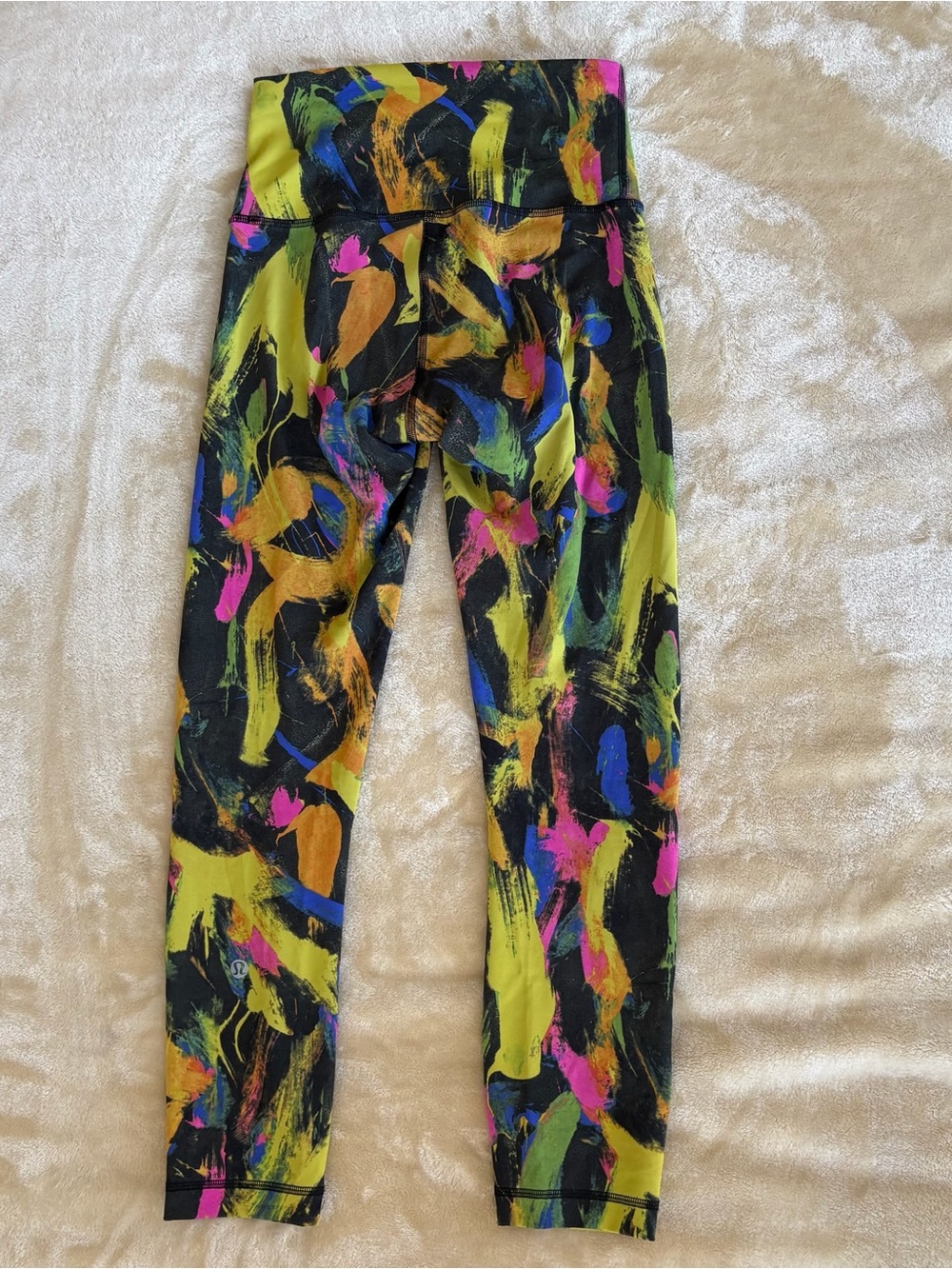 Lululemon Multicolor Brushstroke Print Leggings - Black/Neon